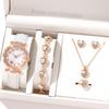 Rhinestones Ladies Diamond Inlay Quartz Watches Electronic Starfish Dial Quartz Wristwatch Leather Strap Watch Bracelet Set