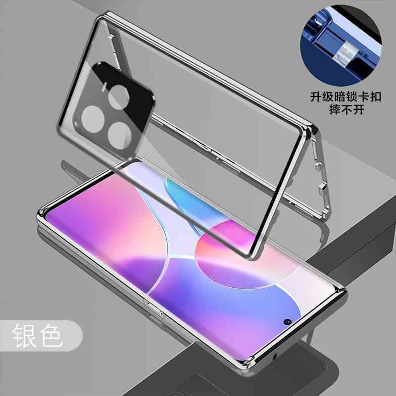 

360° Полный чехол для Realme GT 7 Pro Чехол Двусторонний Магнитный Стекло Защитный Чехол Для Realme GT7 Pro Защита Камеры Realme GT7 Pro серебряный
