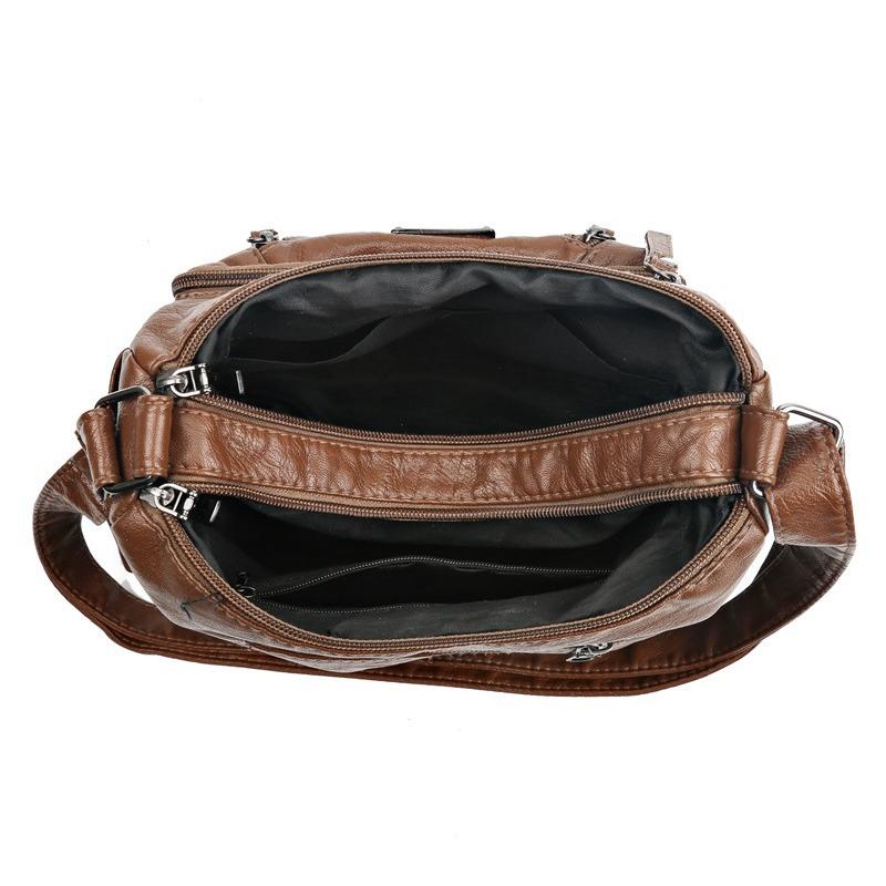 houlder messenger bag Soft commuter women's bag ashed soft leather arge capacity grandma bag