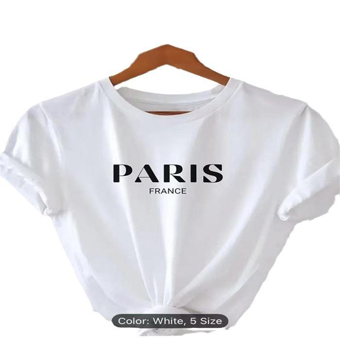 Short-sleeved T-shirt European and American summer new women's fashion casual home commuting versatile round neck short-sleeved T-shirt