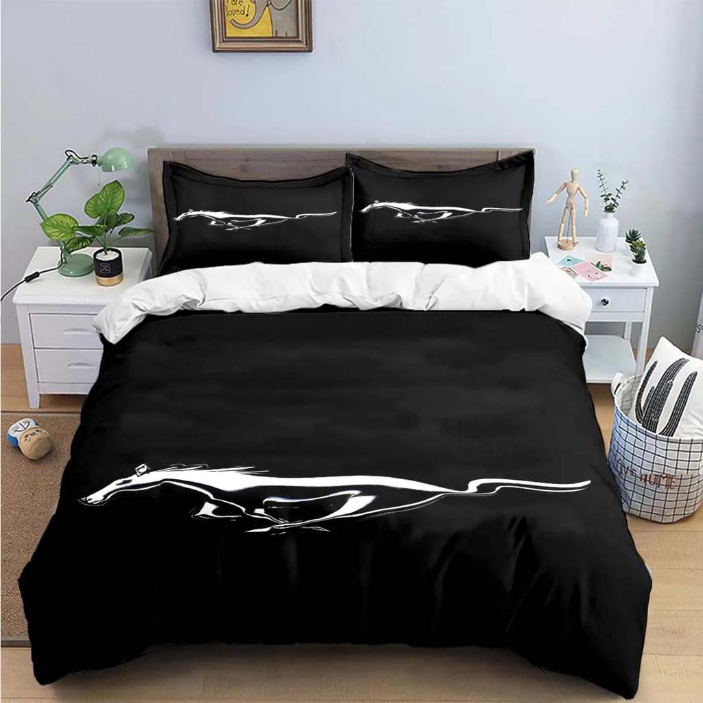 Fashion Exquisite M-Mustang Print Bedding Sets Exquisite Bed Supplies Set Duvet Cover Bed Comforter Set Bedding Set Luxury  Gift