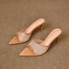7.5cm Square Toe Fish Mouth Heel Sandals Square Toe Slippers Sexy Temperament Women Open-Toe Sandals  35-42