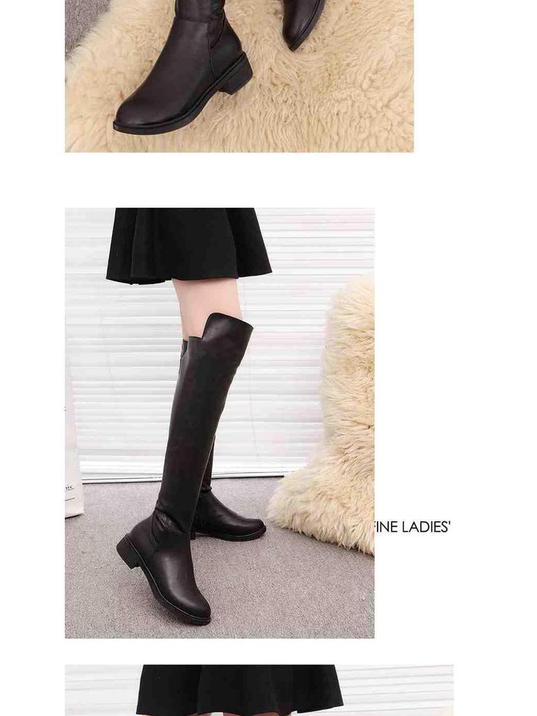 Women's Over-the-Knee Waterproof Martin Boots: Zipper Long Boots with Velvet Lining, Thickened Cotton, Flat Non-Slip Sole.