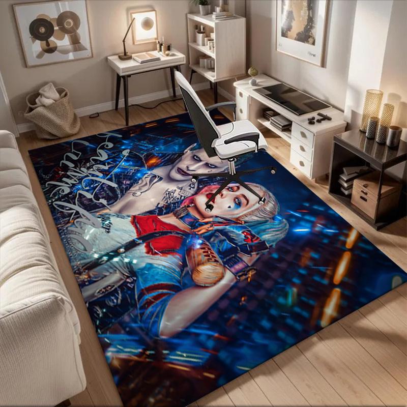 Harley Quinn & Joker: The Beautiful Crime Wall Art Print Office Mat Home Decor Office Desk Chair Rugs Chair Carpet for office Chair Mat Gift