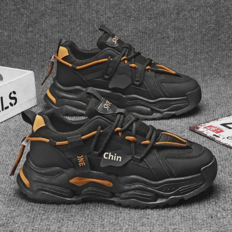 Men's Autumn 2024 Breathable Mesh Sneakers with Thick Sole and Shock Absorption