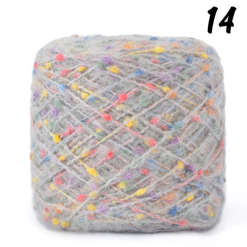 Mohair Yarn Ball with Rainbow Candy Beans Embellishment Soft Wool for Sweater Scarf Bag DIY Crochet Colorful Ball Thread
