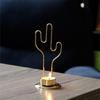 Golden Round Candle Holder Decorative Cactus Shape Iron Candlesticks for Parties