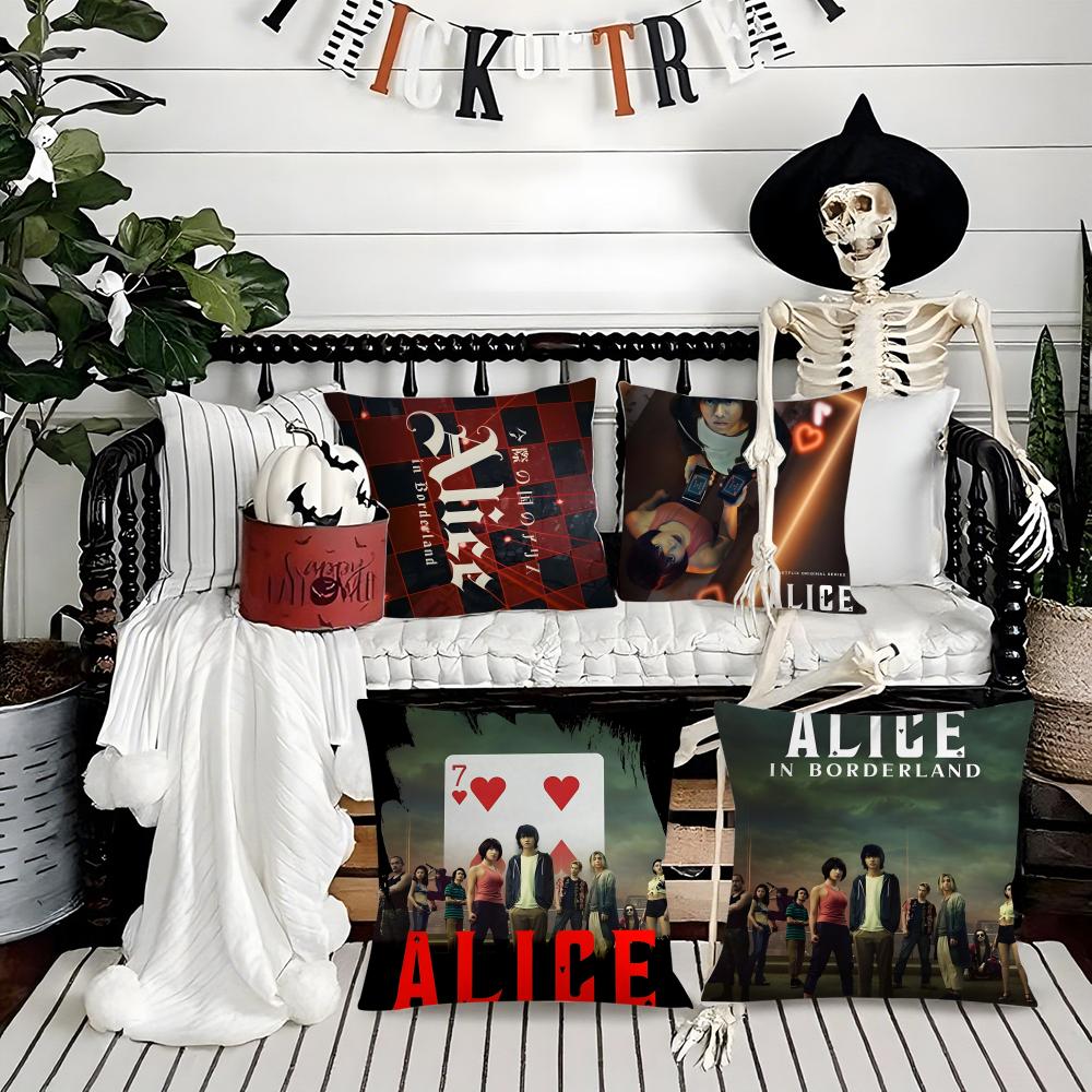 Tv Shows Alice In Borderland-B Pillow Case Silky Short Plush With Invisible Zipper Dustproof Sofa Cushion Cover For Home Decor