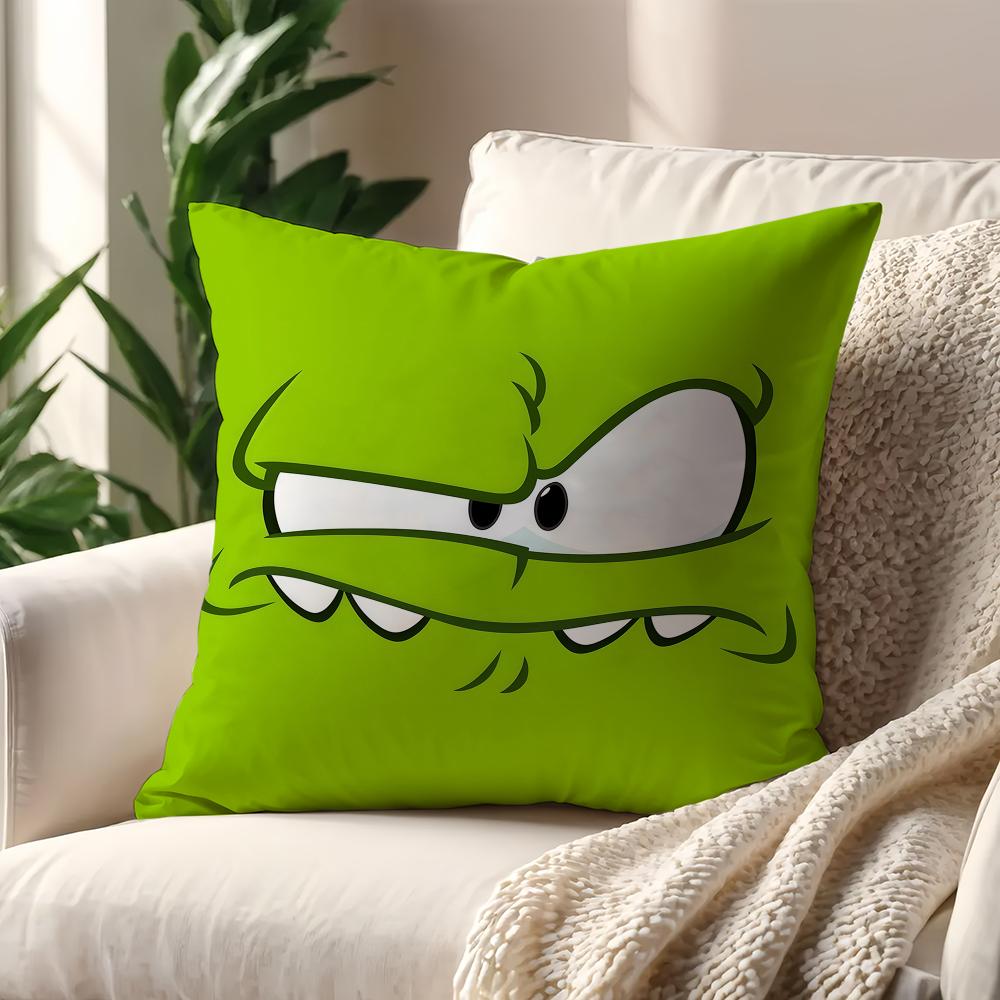 Süßer Frosch Cartoon Spiel Lustiges Gesicht O-Om N-Nom Kissenbezug Für Kissen Druck Sofa Dekoration Zuhause Auto Büro Nordische Schlichtheit