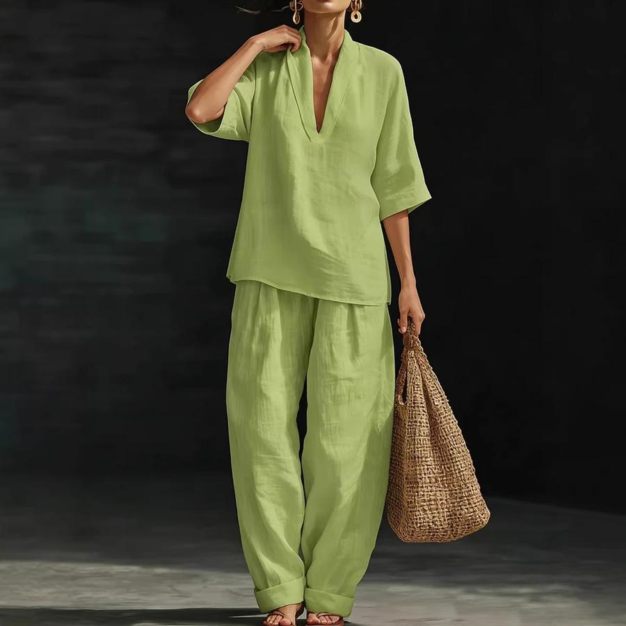 Spring/Summer Women's Loose Casual Comfortable Simple Solid Color Two-Piece Set