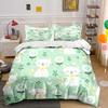 Cartoon Cats and Floral Pattern Print Bedding Set 1 Duvet Cover 2 Pillowcases for Adult and Children Luxury Gift Full Size