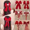 Rote Schleife Band Haar Clip Jahr Haarnadel Kawaii Haar Zubehör Für Frauen Mädchen Frühling Festival Haar Ornament