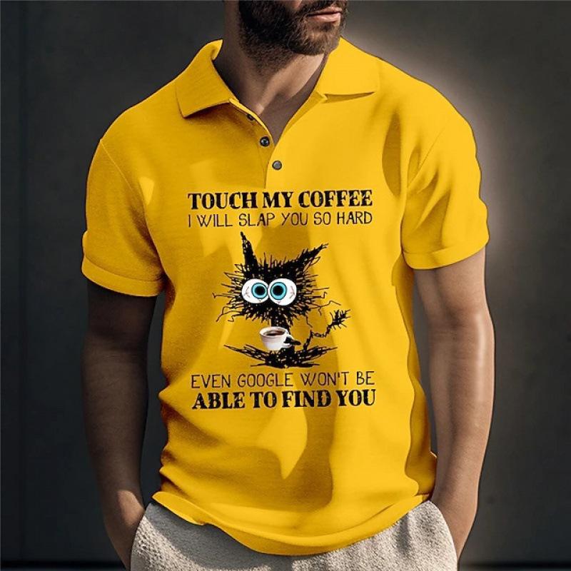 

men polo shirt short sleeve 3d print tops fashion polyester breathable comfortable polos shirts 4XL
