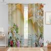 Set Of 2 Window Curtains Flowers Water Printing Kitchen Bedroom Study Living Room Decorative Curtain For Made Polyester