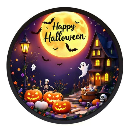 Festive Halloween Decorations LED Glowing Hanging Decor, Acrylic Window Ornament with Light, Spooky Ambiance Sign for Door Wall Haunted House,