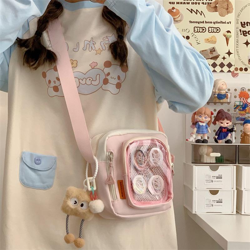 Y2K Mini Ita Tas voor Vrouwen Koreaanse Casual Crossbody Tas Transparante Zak Kleine Schoudertas Telefoon Portemonnee DIY Tas gray