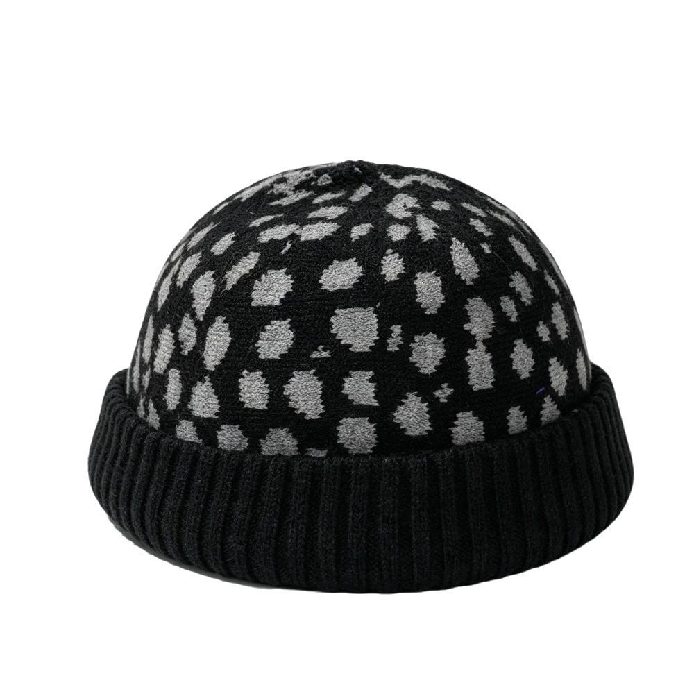 Polka Dot Melon Skin Hat Brimless Painter Hat Personalized Knitted Beanies Cap Men