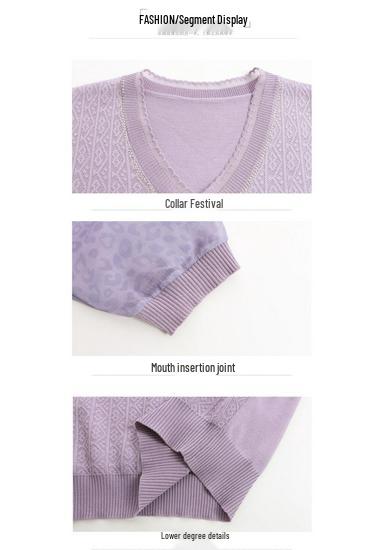 Chic V-Neck Hollow Knit T-Shirt for Middle-Aged Women - Loose, Comfortable Casual Top