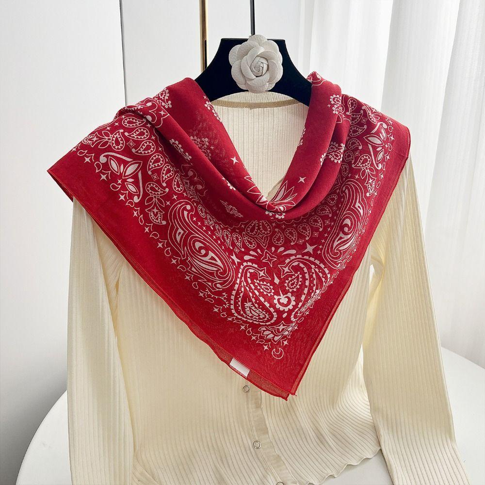 Thin Cashew Nut Print Silk Scarf Breathable Square Handkerchief Retro Small Scarves Women