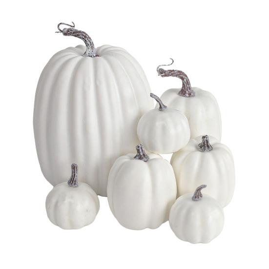 7Pcs Artificial Pumpkin Fall Decoration Thanksgiving Halloween Harvest Festival Foam Faux Pumpkin Ornament Assorted Size Fake Vegetable Party Decor