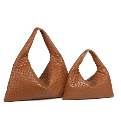 High-Capacity Soft Leather Hand-Woven Underarm Bag – Solid Color, Casual, and Stylish Handbag