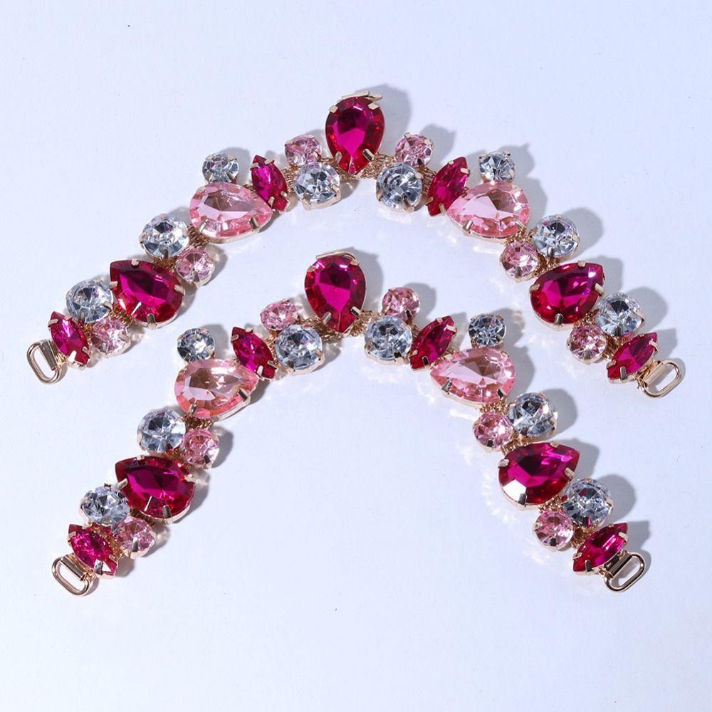2pcs Acrylic Crystal Sandal Beach Slider Decorate Chain Removable DIY Herringbone Slipper Chain Shoe Flower Ladies
