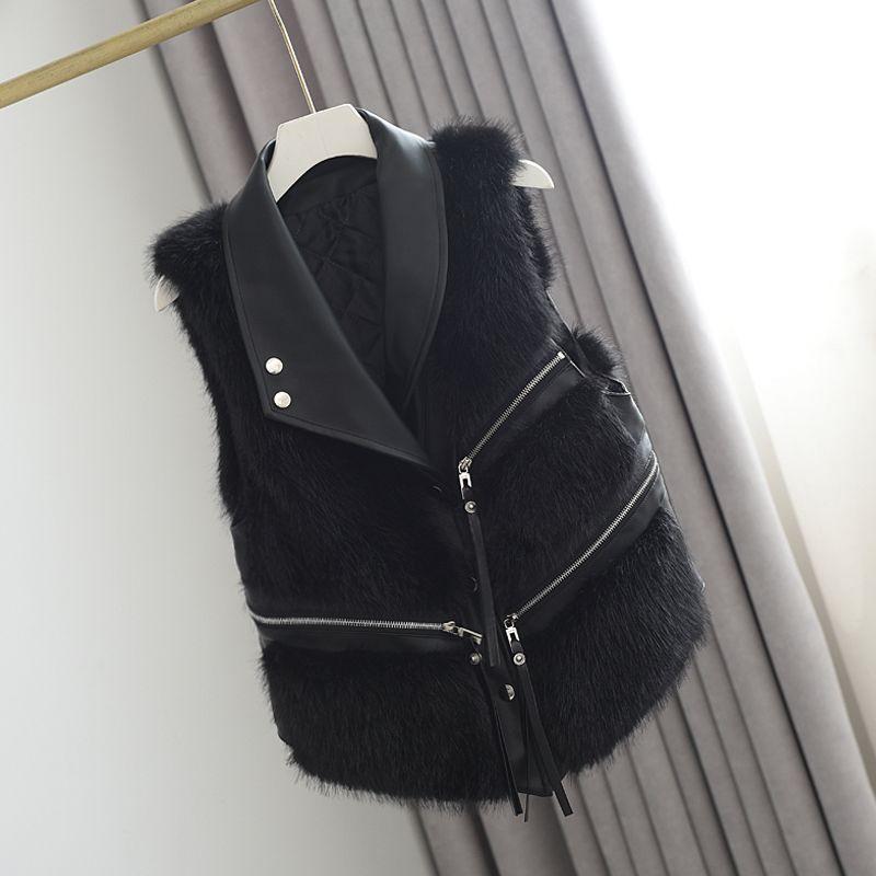Autumn and Winter Fur Coat Women's Vest Short Clothing Patchwork Slim Versatile