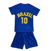 Ensemble foot enfant inspiré du Brésil – Maillot + short bleu - - Bleu