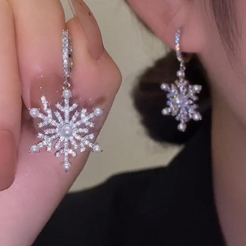 Schneeflocken-inspirierte Ohrringe für empfindliche Haut Elegante Ohr-Accessoires Schmuck-Accessoires Weihnachtsgeschenk