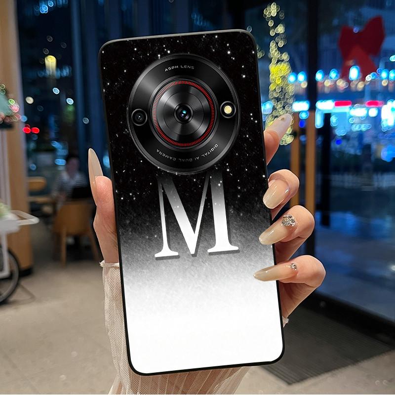 Anti-scratch Soft Case For ZTE Blade A75 5G/ Nubia Focus 5G Custom Name A To Z Letter With Flower Starry Sky Pattern Casing