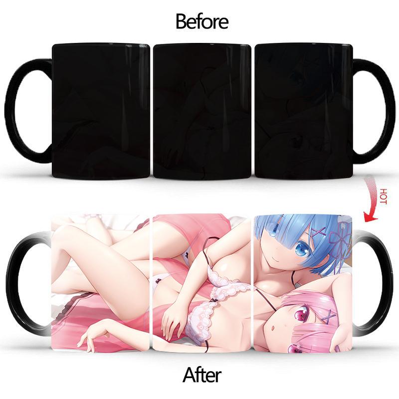 Funny Middle Finger Discoloration mug,Ceramic Discoloration Coffee Tea Milk Mugs Color Changing Cup Novelty Gifts BSKT-108