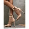 Seksowna siateczkowa skóra łączona cienkie wysokie obcasy damskie buty letnie pasek klamra projekt wysokie obcasy bankietowe ślubne buty dla kobiet