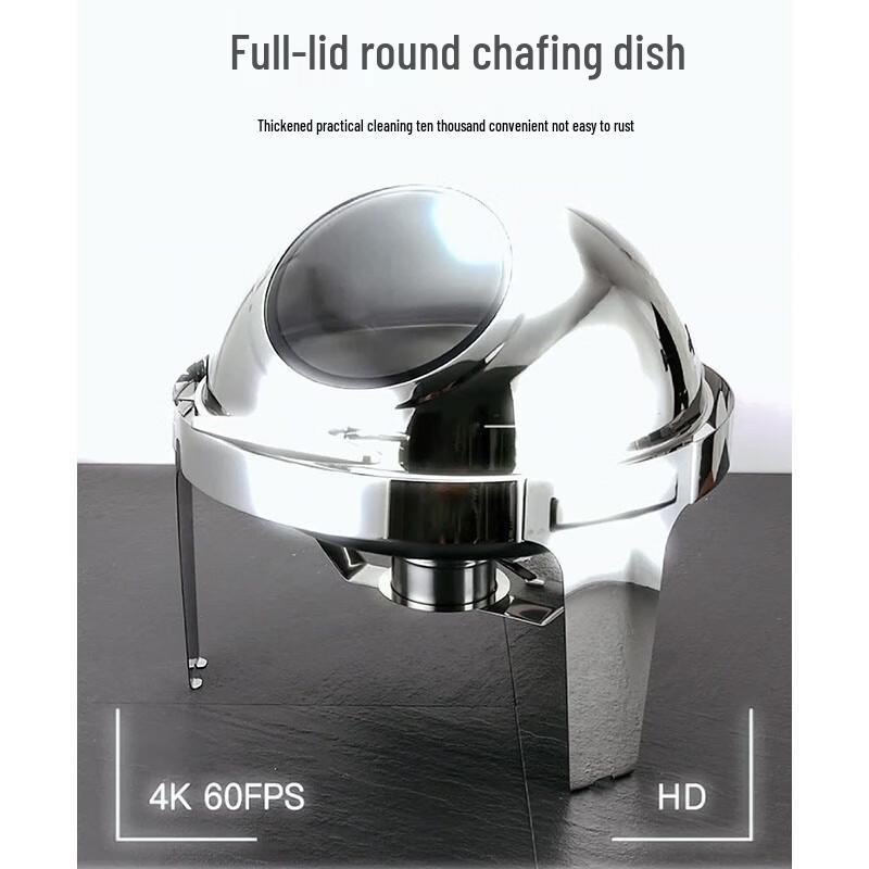 Round Stainless Steel Buffet Chafing Dish with Transparent Lid