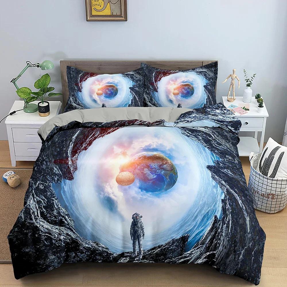 3D Design Spaceman Comfortable Duvet Quilt Cover Pillowcase Bedding Set Children Bedroom Decoration Home Textile
