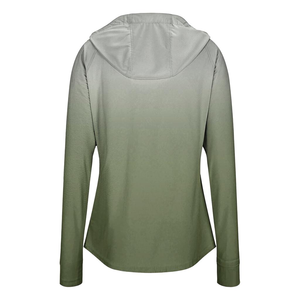 Felpa con Zip e Cappuccio da Donna Leggera con Tasche Manica Lunga Stampa Degradé Giacca Protezione Solare per Attività all'Aperto