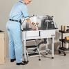 86,4 cm Hundepflege-Badebadewanne Edelstahl mit Treppe Armatur Linke Tür