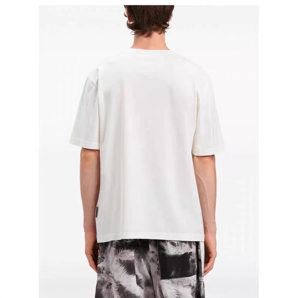 25S Cross-border European and American Tide Brand Palm Angel Sunset Palm Tree Flame Letter Short-sleeved T-shirt Men's and Women's High Street 