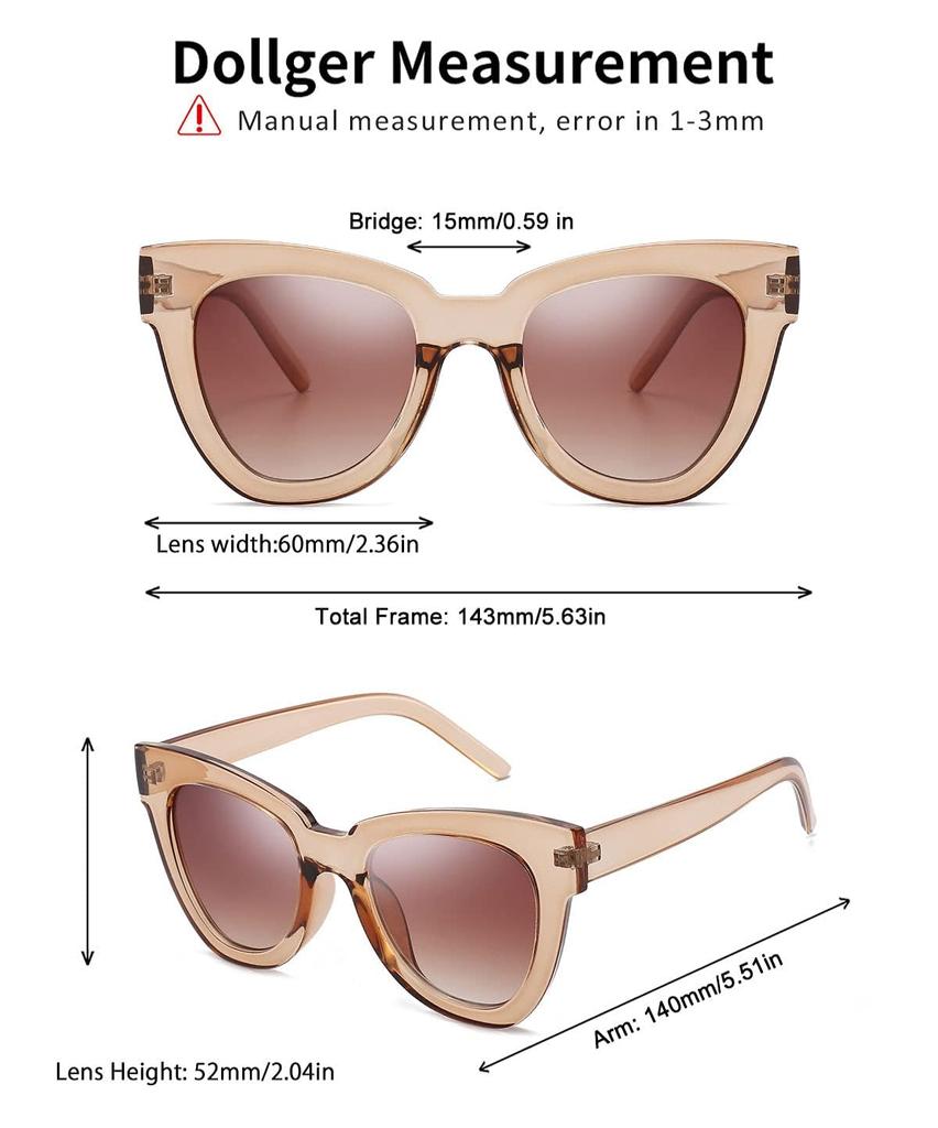 Dollger Sunglasses with UV Cute Cat Eye Design for and Mountain Climbing Women's Protection, Driving, Running, Golfing, Fishing,