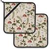 Vintage Mushroom Strawberry Pot Holder Set of 2,Heat Resistant Potholders Oven Hot Pads for Kitchen Cooking Baking BBQ