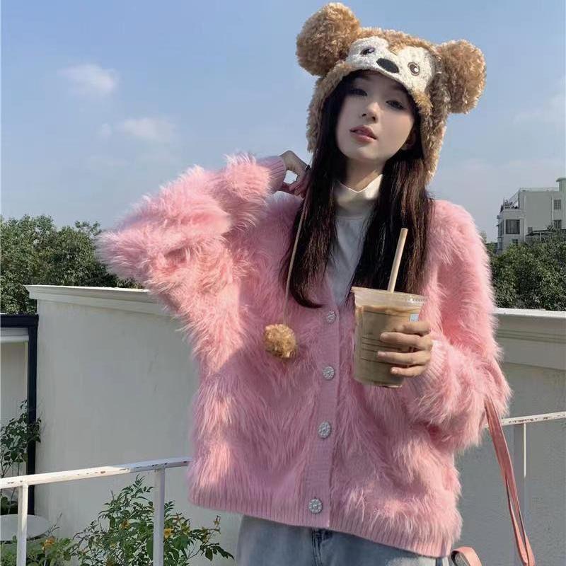 Cardigan Sweater Female Top Super Fairy Tassel Mink Fleece Women Loose Sweetheart Fur Fashion Foreign Long Sleeve Female Coat