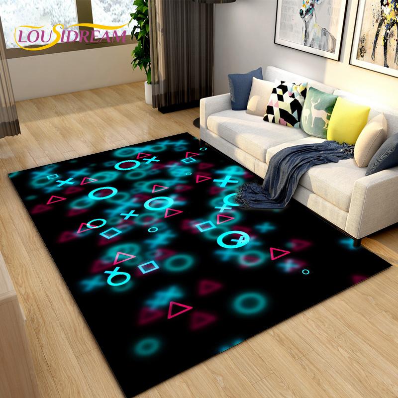Cartoon Gamer Game Controller Area Rug Large,Carpets Rug for Living Room Children's Room,Kids Play Crawl Non-slip Floor Mat Gift