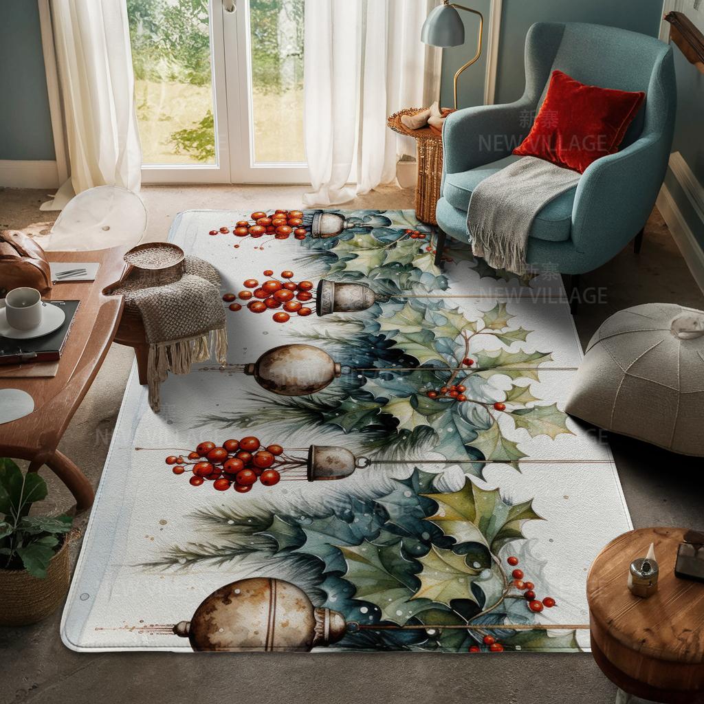 House Entrance Carpet Home Door Mat Living Room Bath Foot Bathroom Non-slip Water Absorption Rugs Bath Merry Christmas Winter