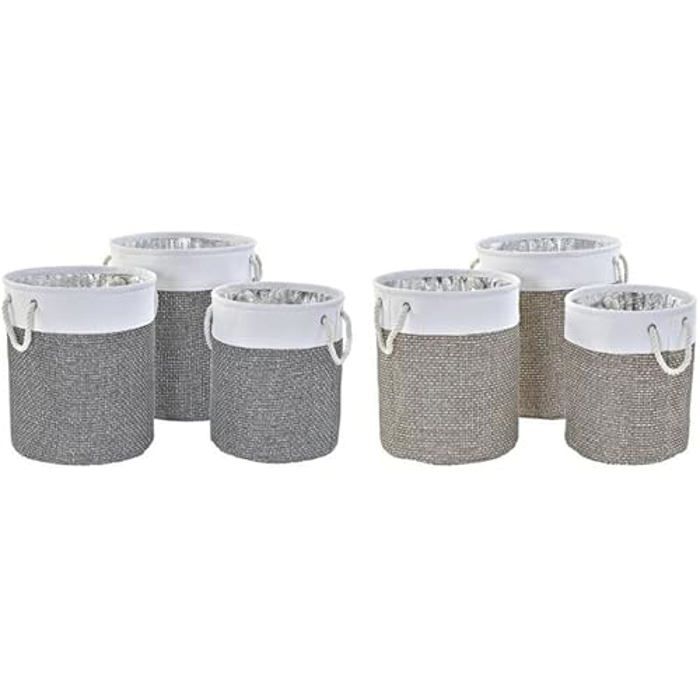 Basket Set - DKD Home Decor - Standard - Polyester - White - 40 X 40 X 49 Cm