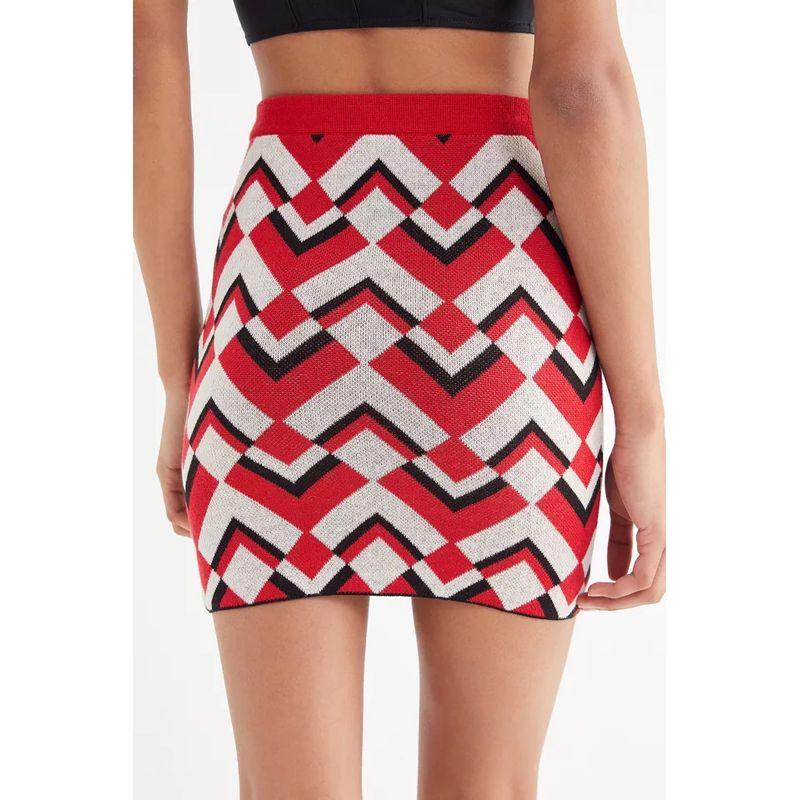 UO Retro Fashion Geometry Pattern Pattern Hip Knitwear Skirt for Women
