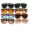  Vintage Double Bridges Pilot Women Sunglasses Fashion Square Black Tea Shades UV400 Men Sun Glasses