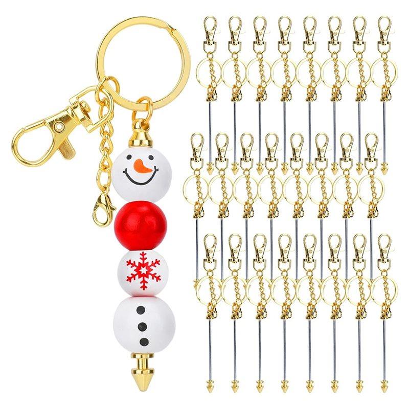 2025 Trend Beaded Items For DIY Crafts Keychain Making Kit 24Pcs Beadable Keychain Bars Blank Keychains For Jewelry Making