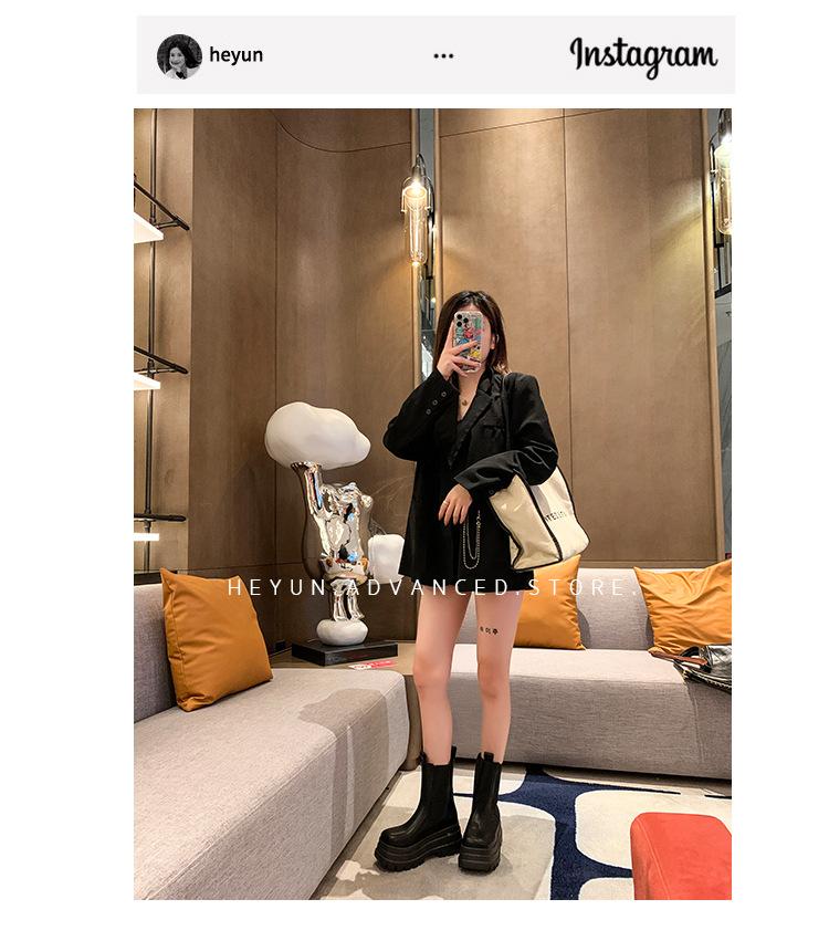 Large size European and American Martin boots women's new casual fashion muffin bottom thick-soled high-heeled cigarette boots in autumn and winter 20