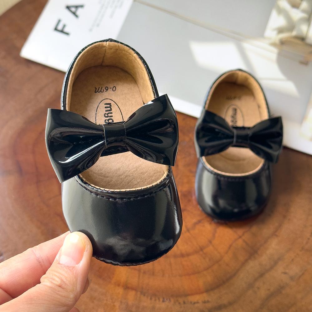 Newborn Baby Shoes Infant Girls Shoes PU Anti-slip Bowknot Classic Princess Dress Shoes Toddler First Walker Crib Shoe