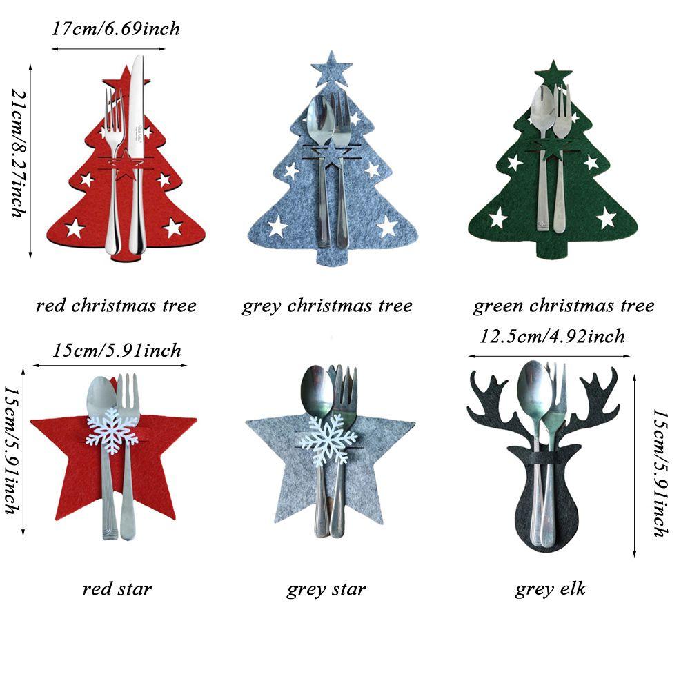 4PCS Non-woven Fabric Xmas Tree Elk Cutlery Bag  Decorations Christmas Knife Fork Holder Tableware Organizer