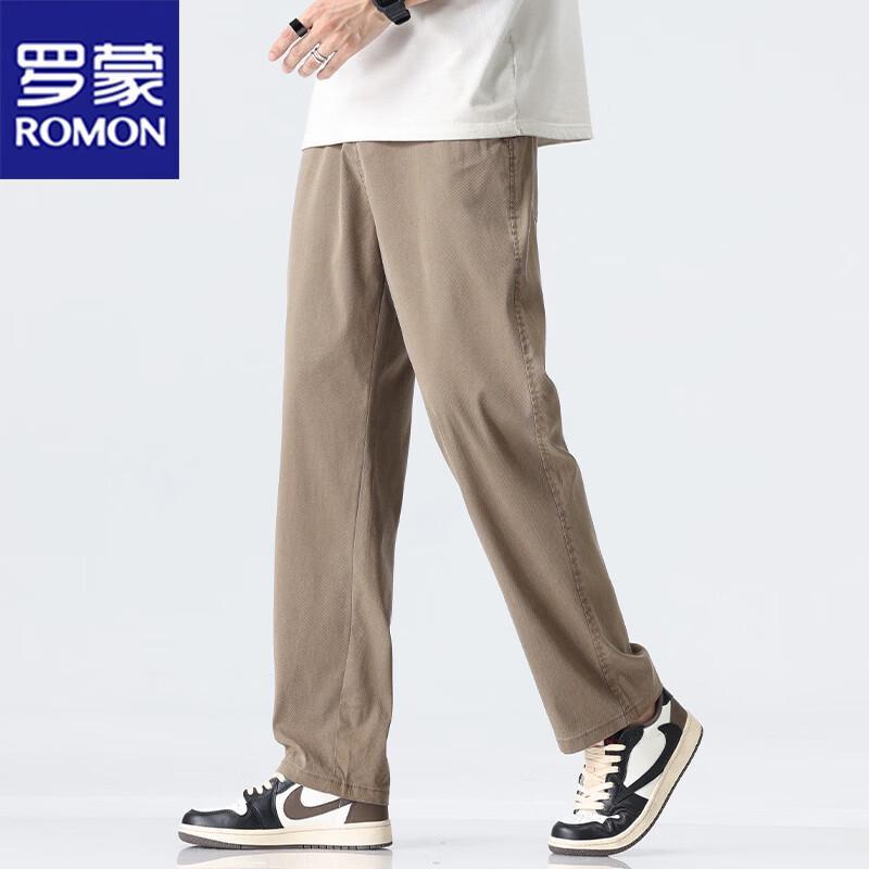 ROMON Men s Summer Tencel Straight-Leg Casual Pants 2XL